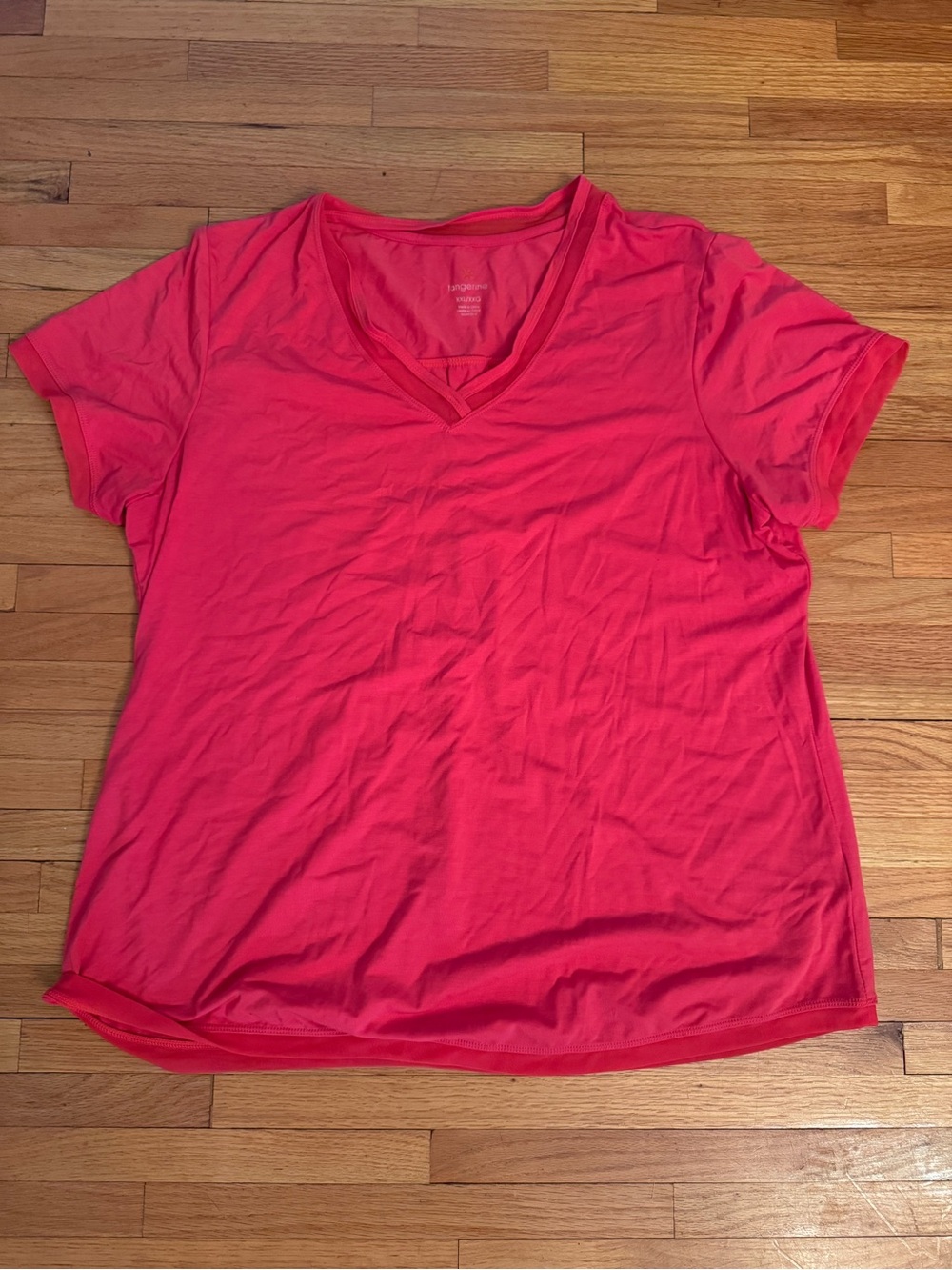 Tangerine Lightweight V-Neck Tee - Bright orange/pink color XXL